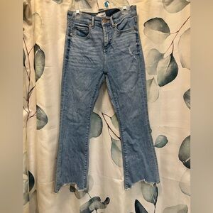 LOFT Light Blue Kick Flare Jeans Chewed Hem